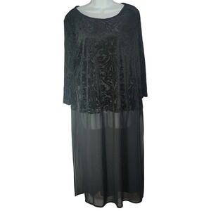 Black Burnout Velvet Sheer Maxi Dress Size L/G dark fairy‎ grunge